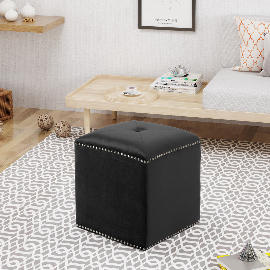 Christopher Knight Home Cube Ottoman – Compact Polyester Fabric Footrest & Seat