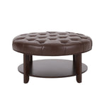 Christopher Knight Home 32" Round Ottoman with Button Tufting & Open Shelf – Modern Coffee Table