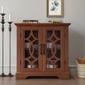 GDFStudio Reina 34.37'' Modern Sideboard Buffet Cabinet with Adjustable Shelf and 2 Tempered Glass Doors, Dark Oak