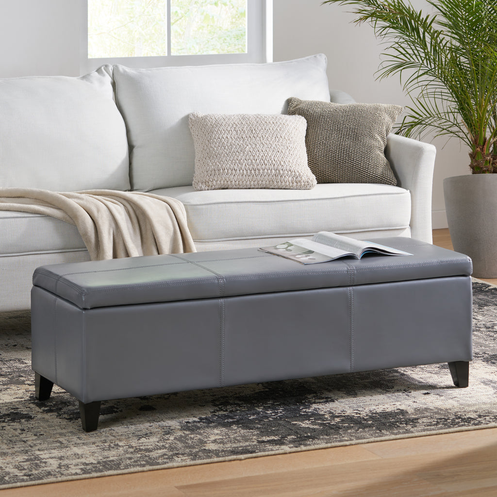Christopher Knight Home 50" Faux Leather Tufted Storage Ottoman Bench with Hidden Storage