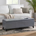 Christopher Knight Home 50" Faux Leather Tufted Storage Ottoman Bench with Hidden Storage