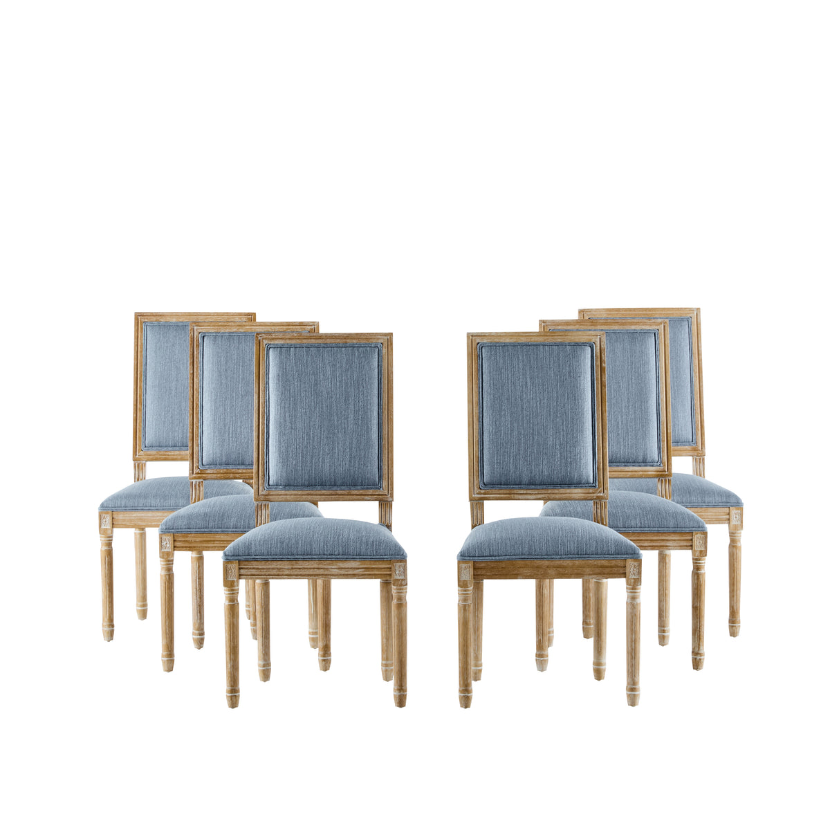 Christopher Knight Home Carina French Country Rubberwood Upholstered Dining Chair (Set of 6), Slate Blue