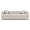Christopher Knight Home Raluca 84.57'' Modern Rubberwood Chenille Upholstered 3-Seater Sofa with 2 Pillows, Almond