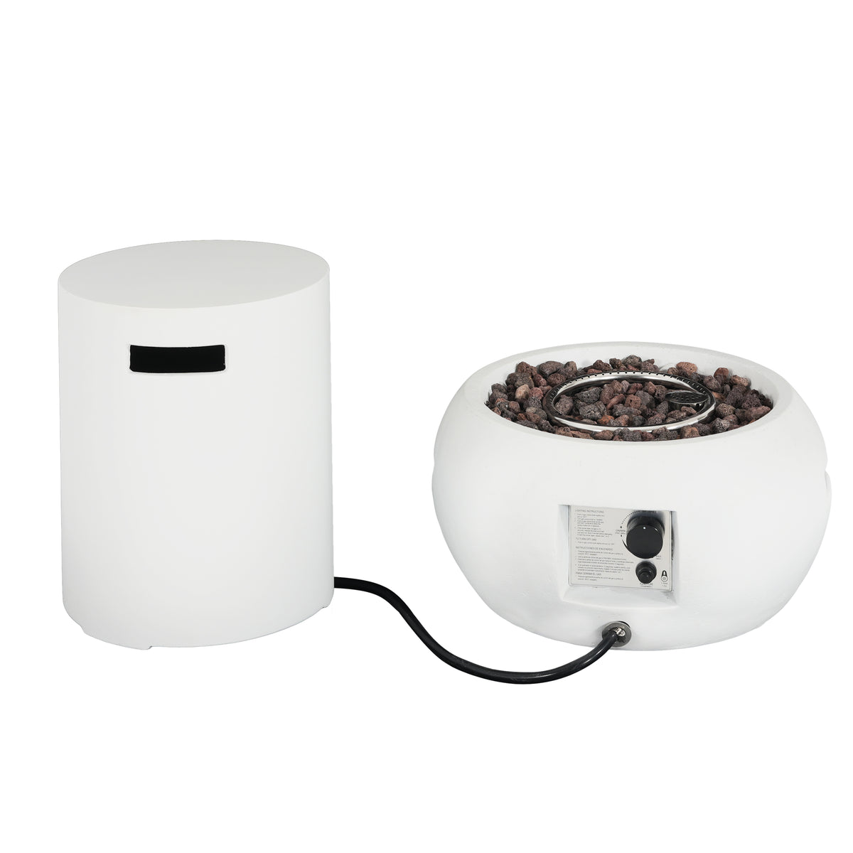 Christopher Knight Home Wardell Modern 40,000 BTU Lightweight Concrete Propane Fire Pit with Tank Holder, White