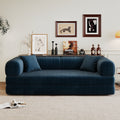 GDFStudio Akira 78.8" Modern Corduroy Upholstered Convertible Floor Sofa Bed with Pillow Back, Blue