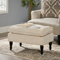 Christopher Knight Home Rectangular Tufted Pillow-Top Ottoman with Birchwood Frame & Turned Legs