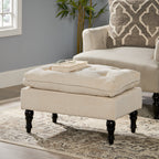 Christopher Knight Home Rectangular Tufted Pillow-Top Ottoman with Birchwood Frame & Turned Legs