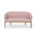 Mid-Century Modern Loveseat with Channel-Stitched Backrest & Rubberwood Legs ¨C Upholstered Small Sofa