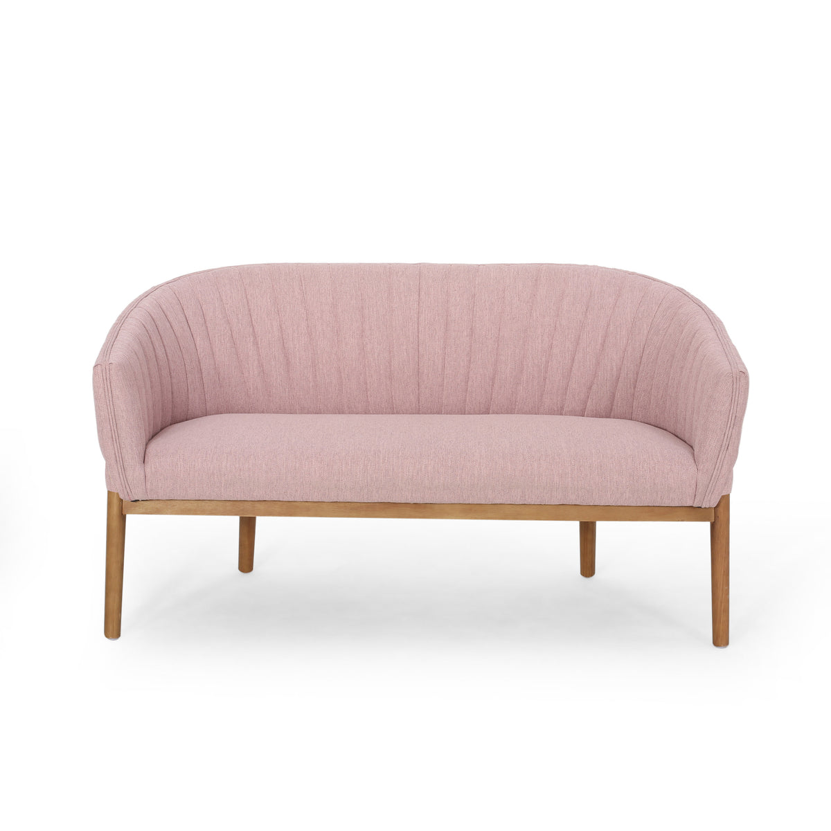 Christopher Knight Home Cheney Contemporary Channel Stitch Upholstered Loveseat with Curved Back, Pink/Fabric