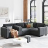 Christopher Knight Home Dave Reversible Corduroy 4-Seater L-Shaped 105.5'' Sofa with Cup Holders and Storage, Grey