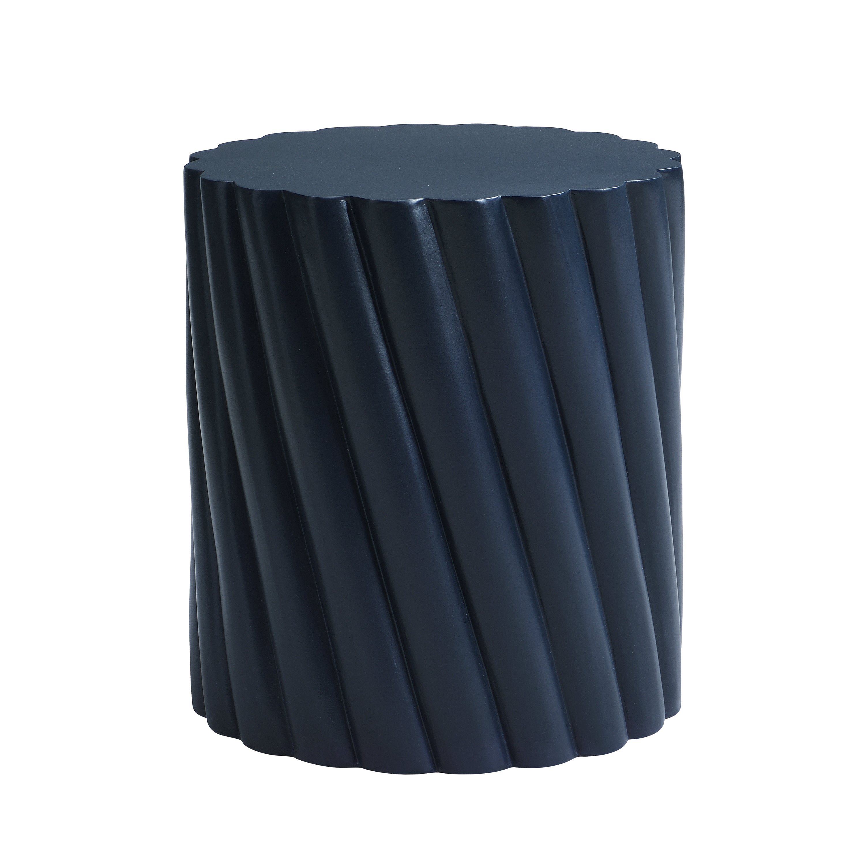 Christopher Knight Home Ruxandra Modern Outdoor Lightweight Concrete Fluted End Table, Navy Blue