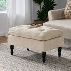 Christopher Knight Home Rectangular Tufted Pillow-Top Ottoman with Birchwood Frame & Turned Legs