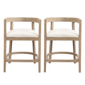Christopher Knight Home Faraday Upholstered 25.25"  Rubberwood Counter Stools with Footrest (Set of 2), Light Ash