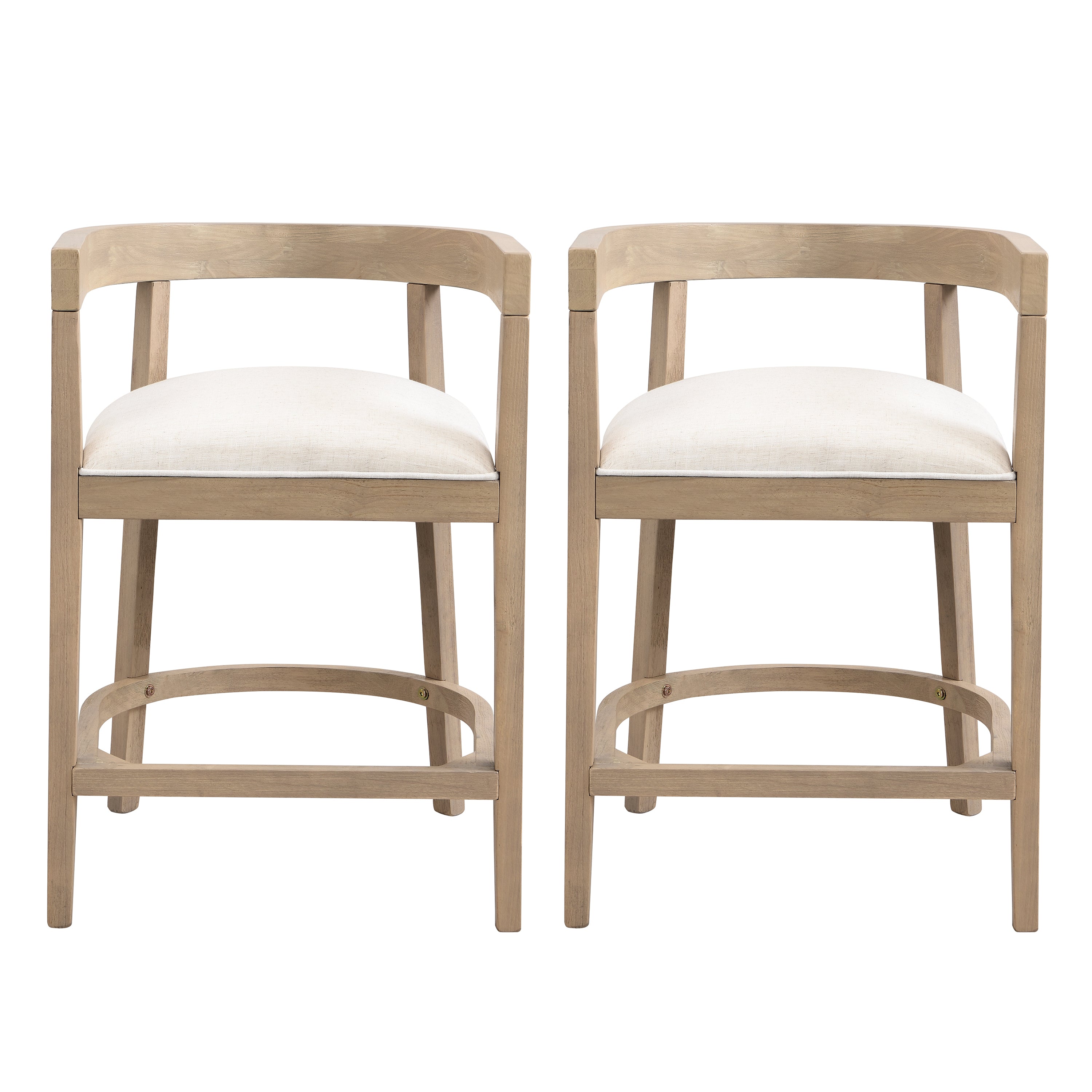 Christopher Knight Home Faraday Upholstered 25.25"  Rubberwood Counter Stools with Footrest (Set of 2), Light Ash