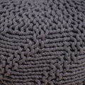 GDF Studio Ashbury Outdoor Boho Round Hand-Crafted Knitted Ottoman Pouf