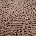GDF Studio Ashbury Outdoor Boho Round Hand-Crafted Knitted Ottoman Pouf