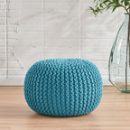 Barwick Modern Knitted Cotton Round Pouf