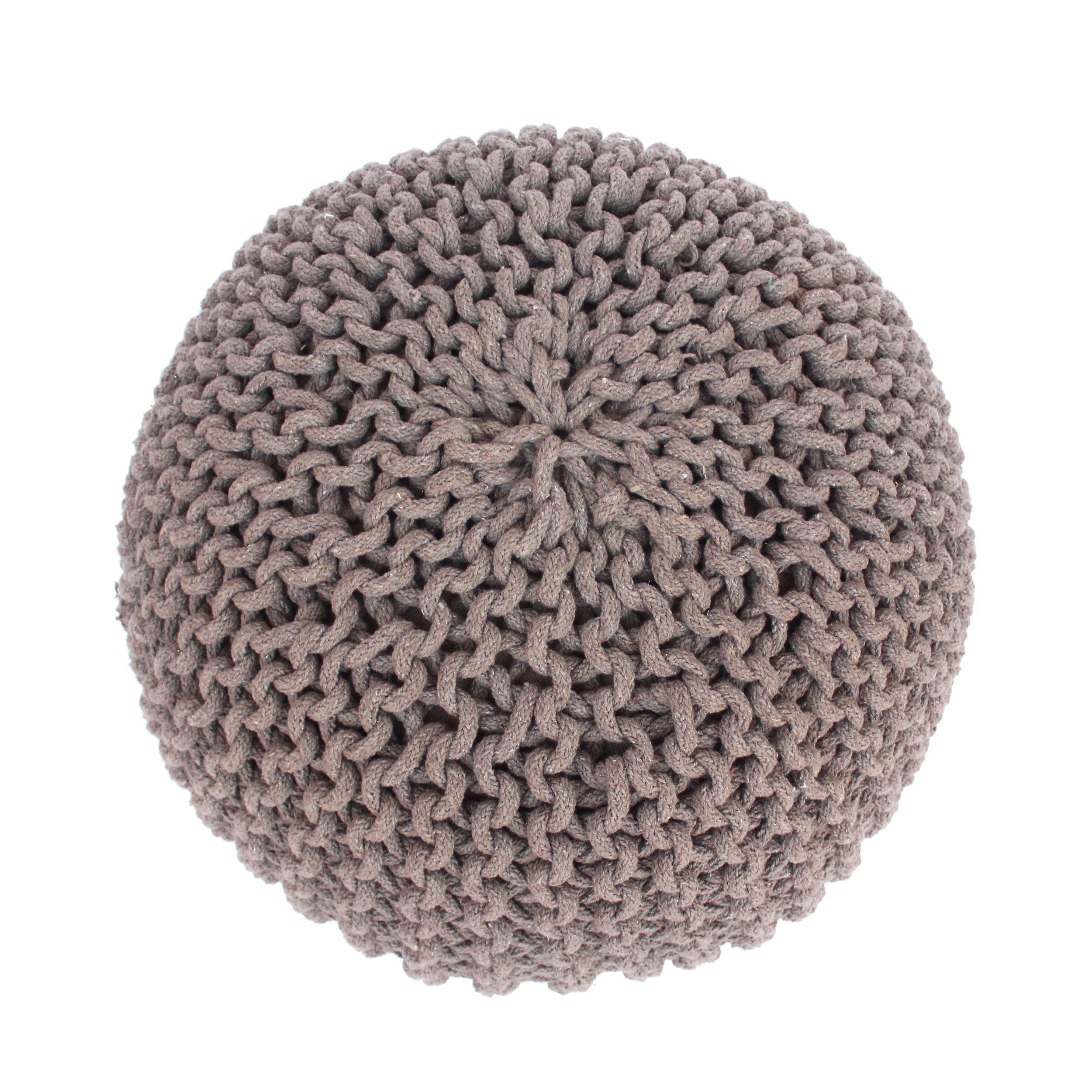 Poona Handcrafted Round Knitted Pouf – Versatile Footrest & Extra Seating