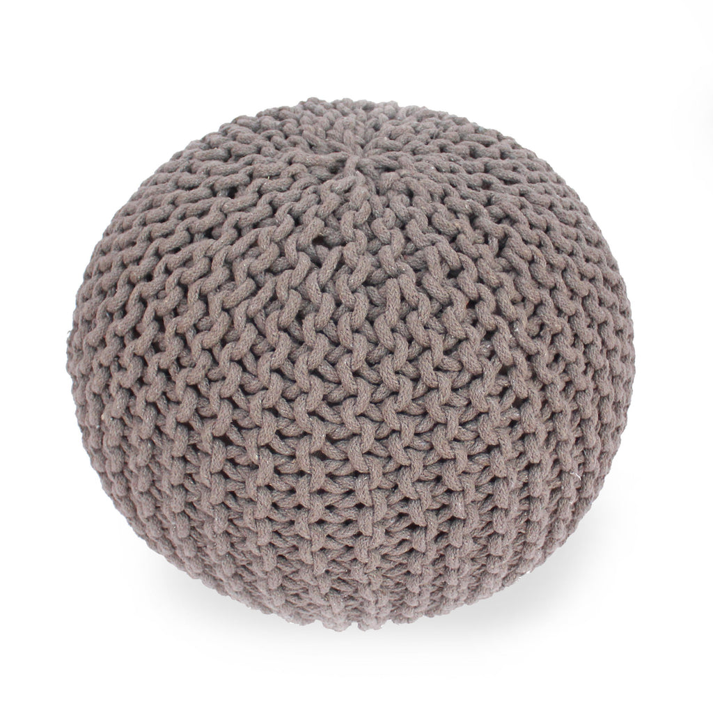 Poona Handcrafted Round Knitted Pouf – Versatile Footrest & Extra Seating