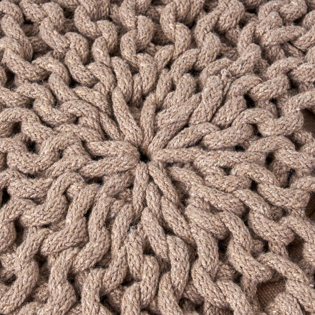 Poona Handcrafted Round Knitted Pouf – Versatile Footrest & Extra Seating