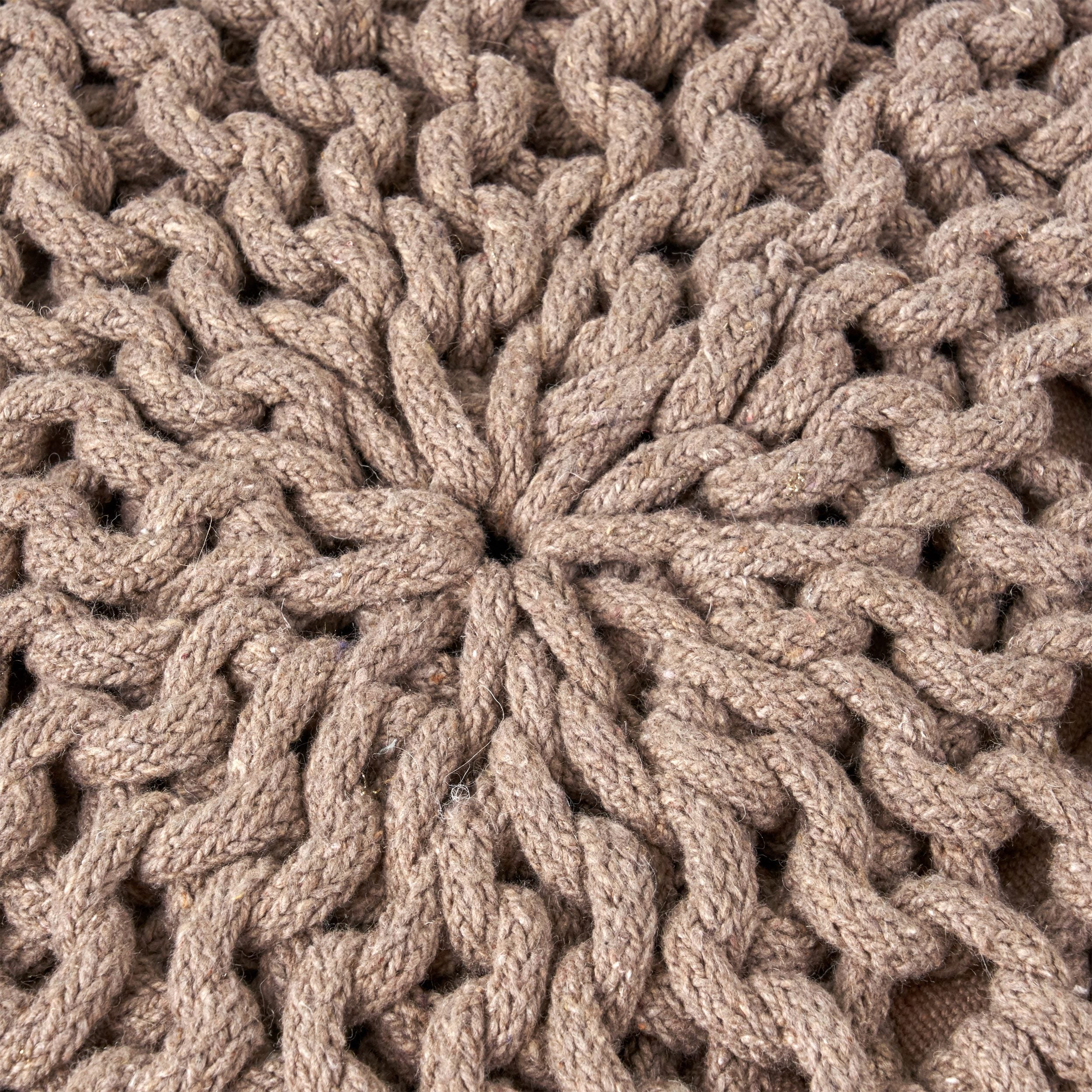 Poona Handcrafted Round Knitted Pouf – Versatile Footrest & Extra Seating