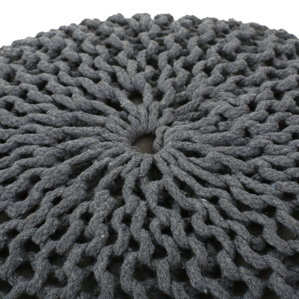 Barwick Modern Knitted Cotton Round Pouf