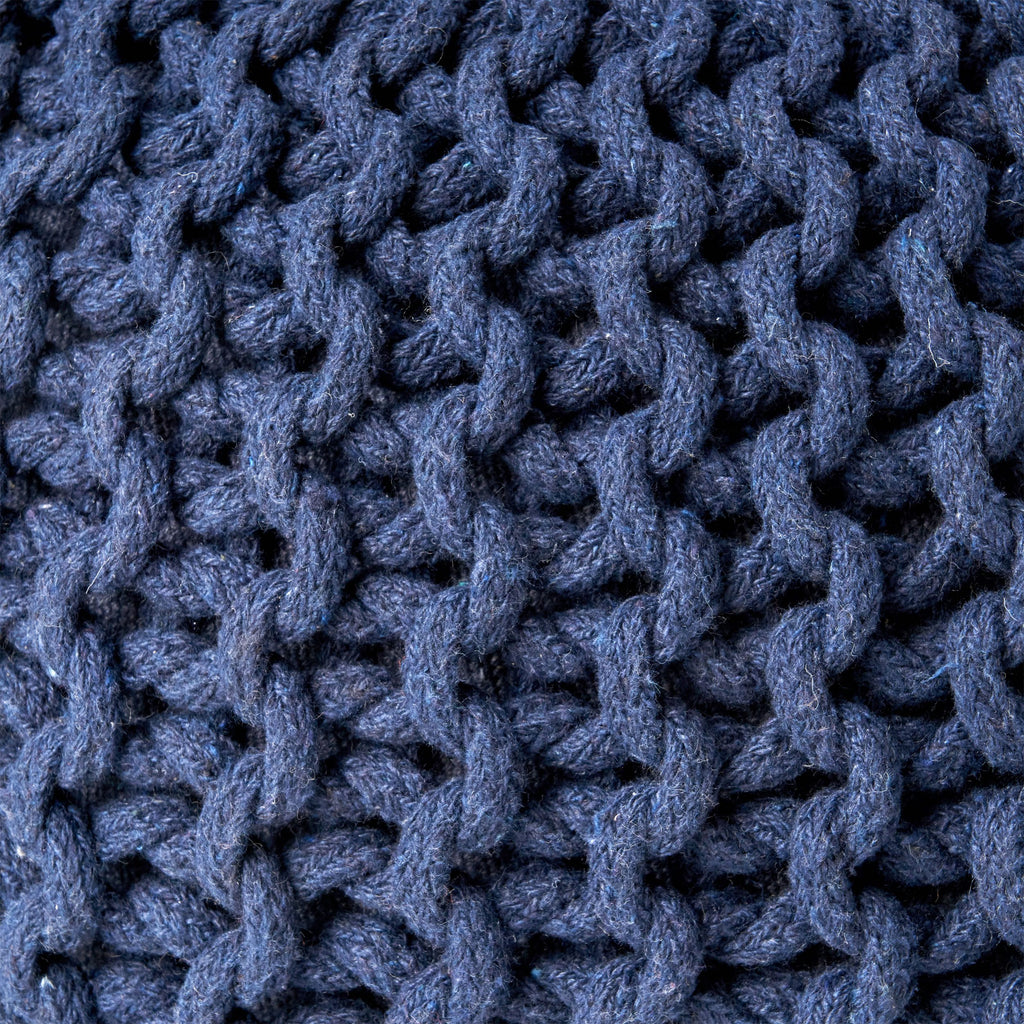 Poona Handcrafted Round Knitted Pouf – Versatile Footrest & Extra Seating