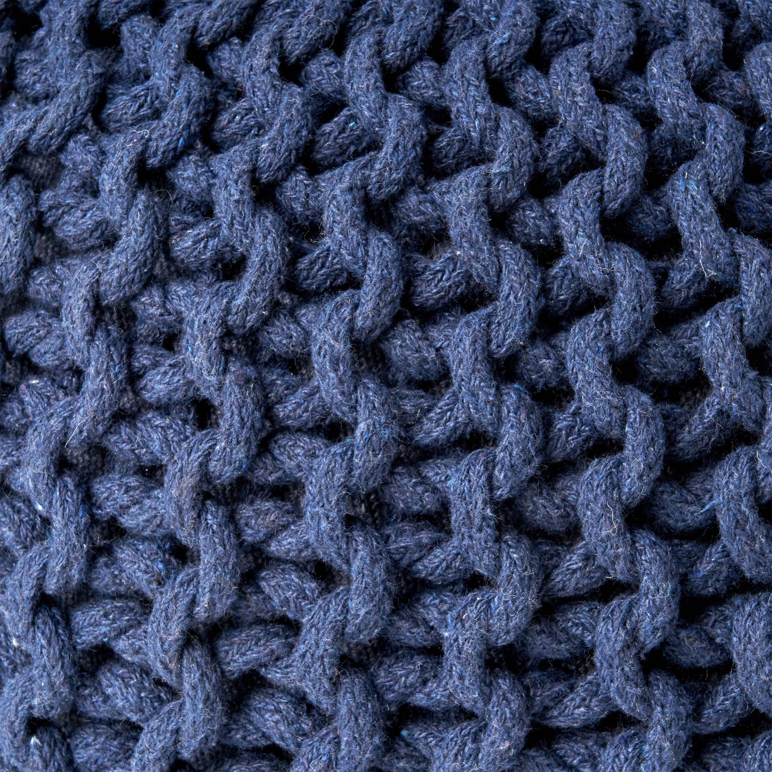 Poona Handcrafted Round Knitted Pouf – Versatile Footrest & Extra Seating