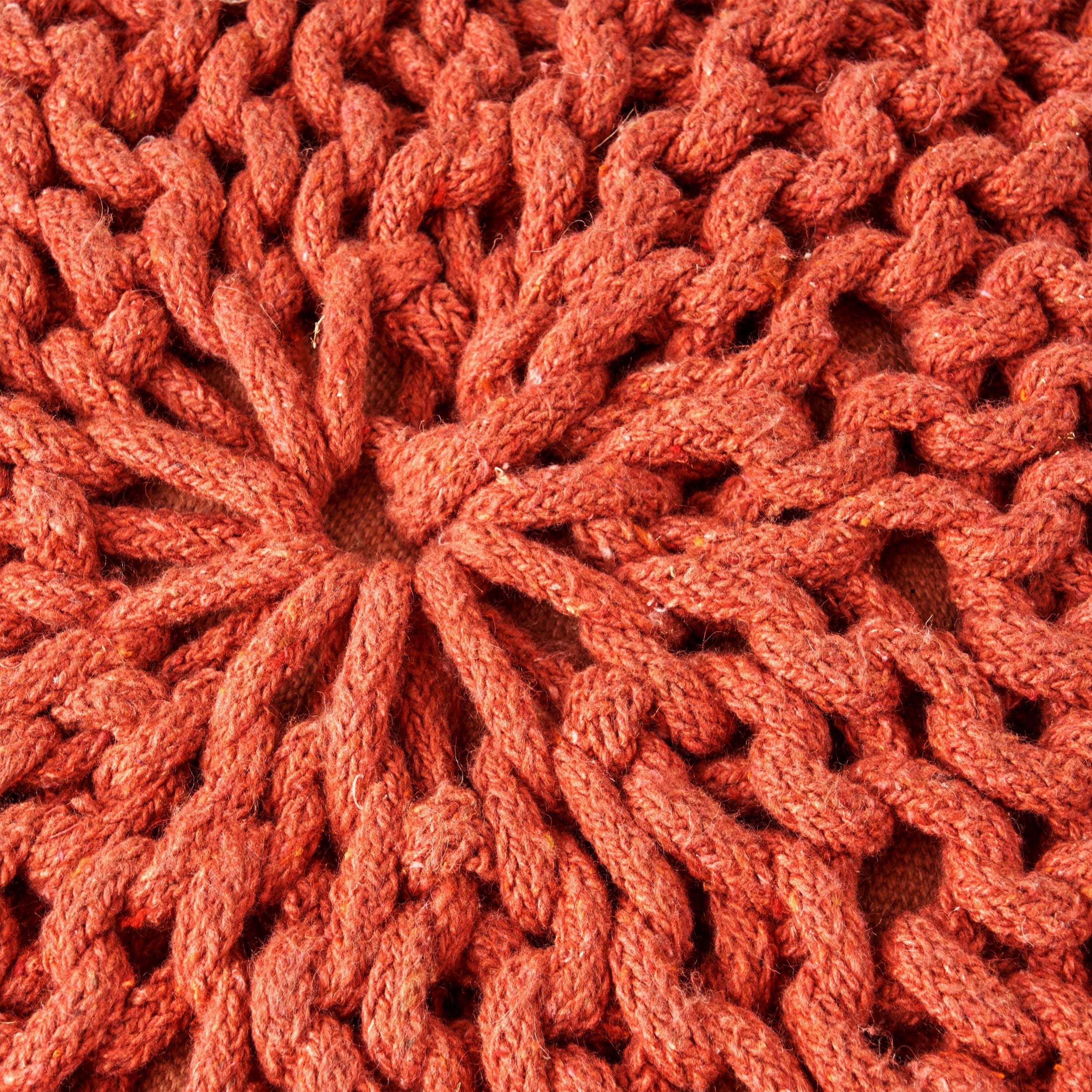 Poona Handcrafted Round Knitted Pouf – Versatile Footrest & Extra Seating