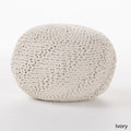 GDF Studio Ashbury Outdoor Boho Round Hand-Crafted Knitted Ottoman Pouf