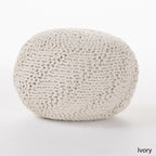 GDF Studio Ashbury Outdoor Boho Round Hand-Crafted Knitted Ottoman Pouf