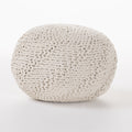 GDF Studio Ashbury Outdoor Boho Round Hand-Crafted Knitted Ottoman Pouf