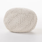 GDF Studio Ashbury Outdoor Boho Round Hand-Crafted Knitted Ottoman Pouf
