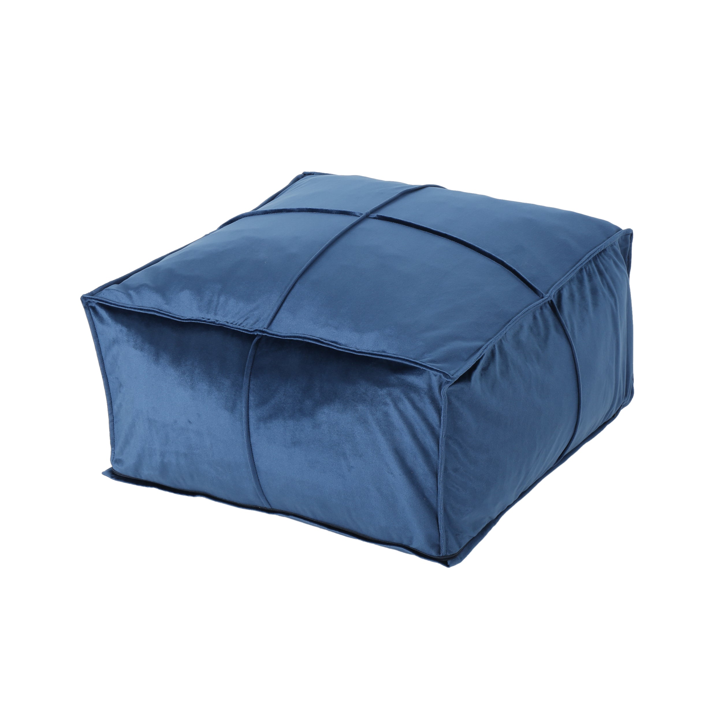 Nakisha Velvet Square Bean Bag Ottoman