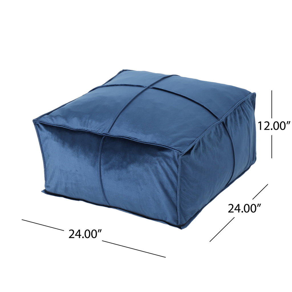 Nakisha Velvet Square Bean Bag Ottoman