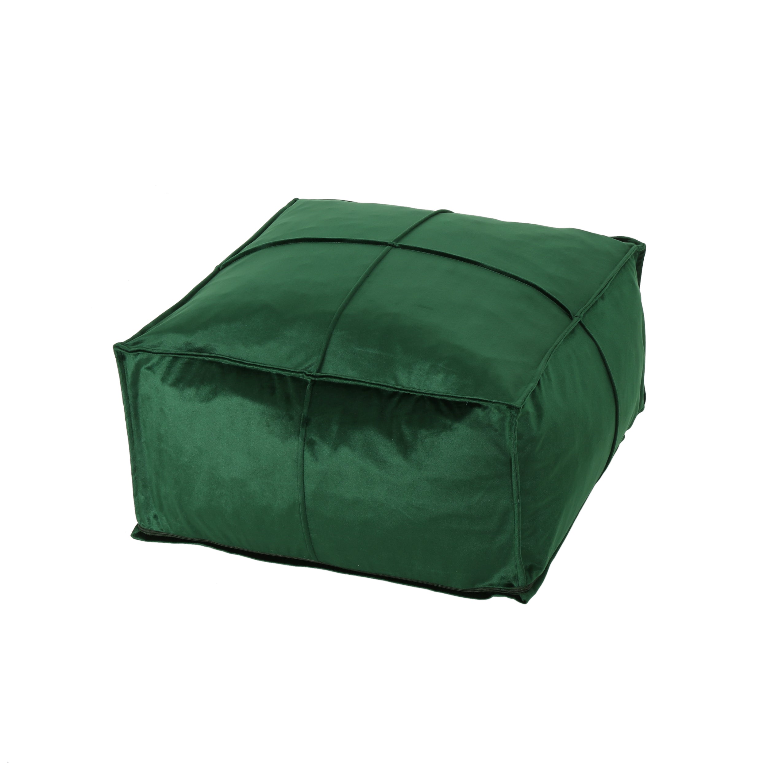Nakisha Velvet Square Bean Bag Ottoman