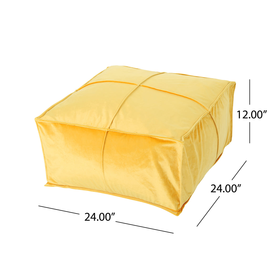 Nakisha Velvet Square Bean Bag Ottoman