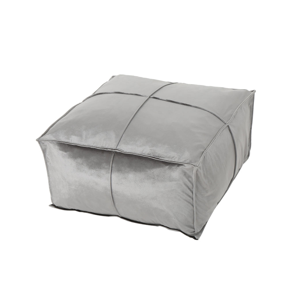 Nakisha Velvet Square Bean Bag Ottoman