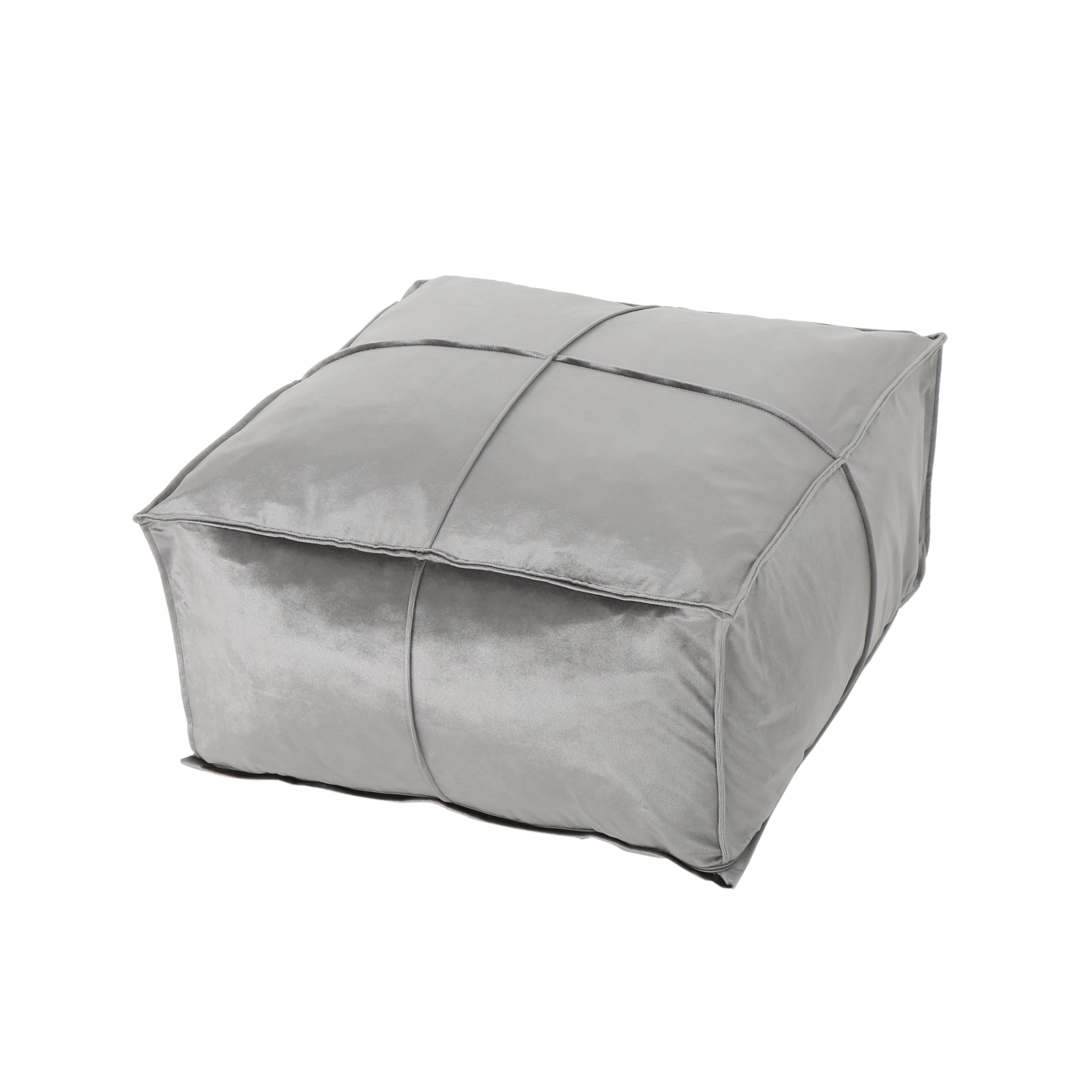 Nakisha Velvet Square Bean Bag Ottoman