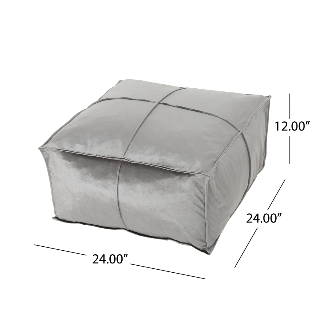 Nakisha Velvet Square Bean Bag Ottoman