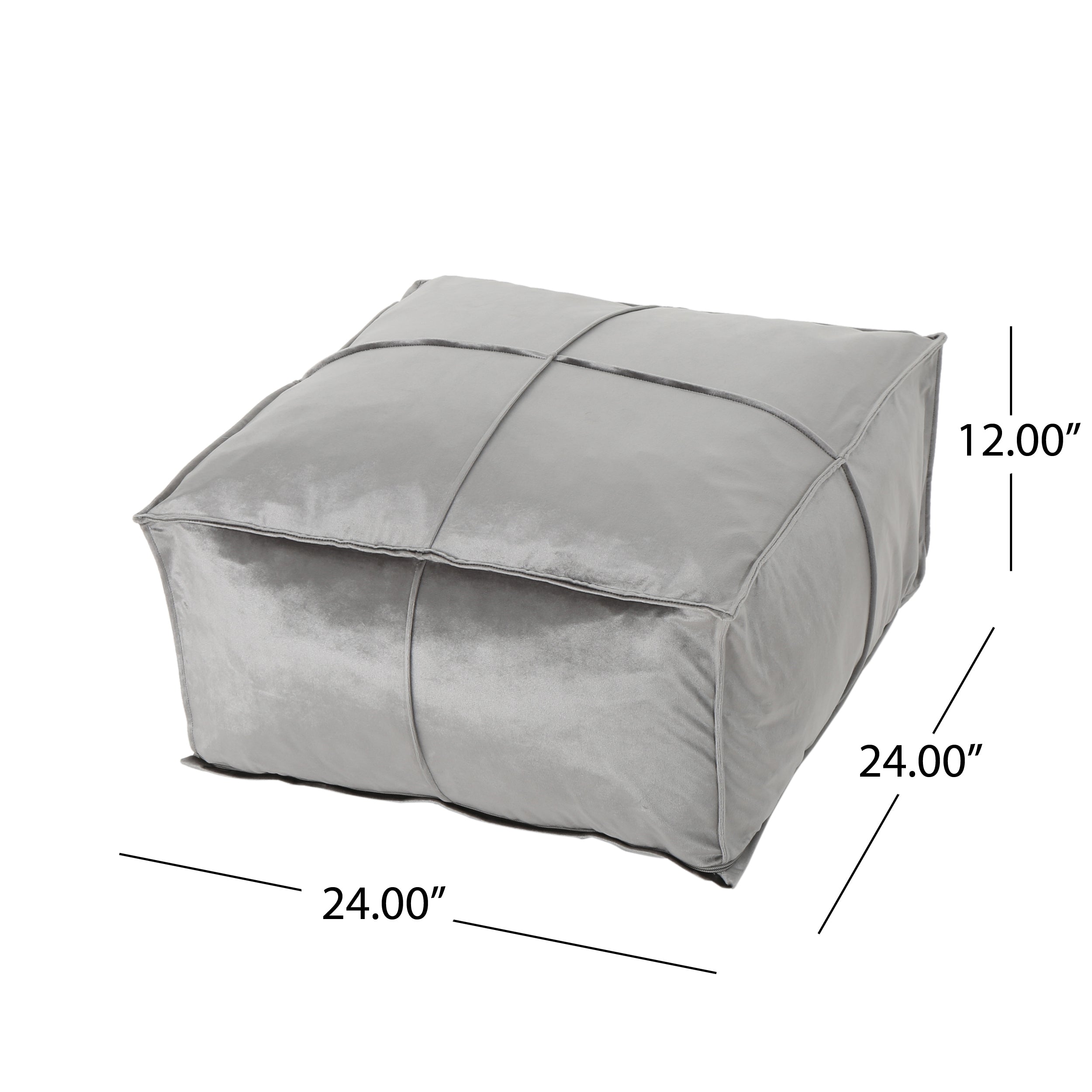 Nakisha Velvet Square Bean Bag Ottoman
