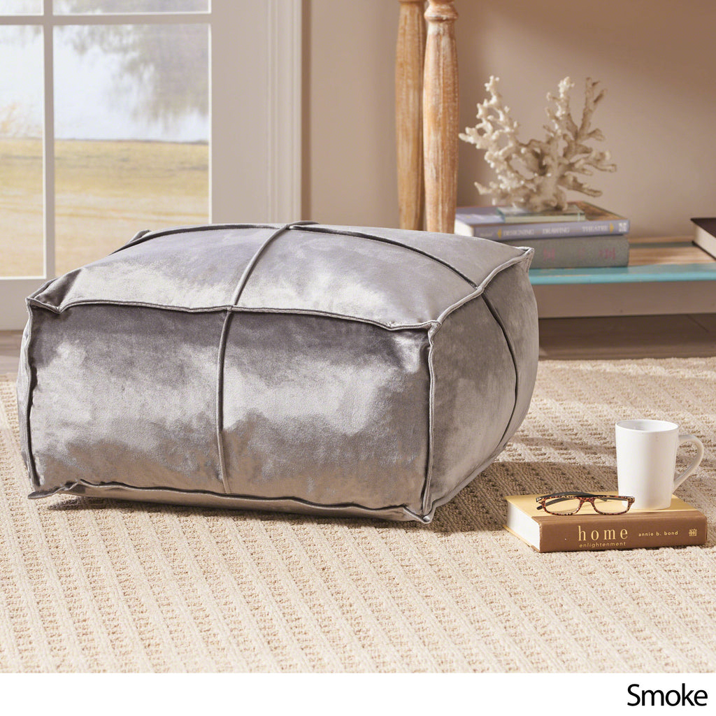 Nakisha Velvet Square Bean Bag Ottoman