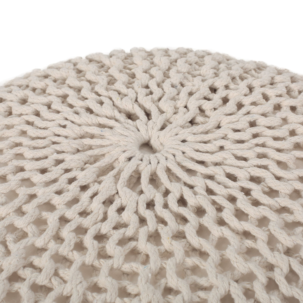 Belle Modern Knitted Cotton Round Pouf