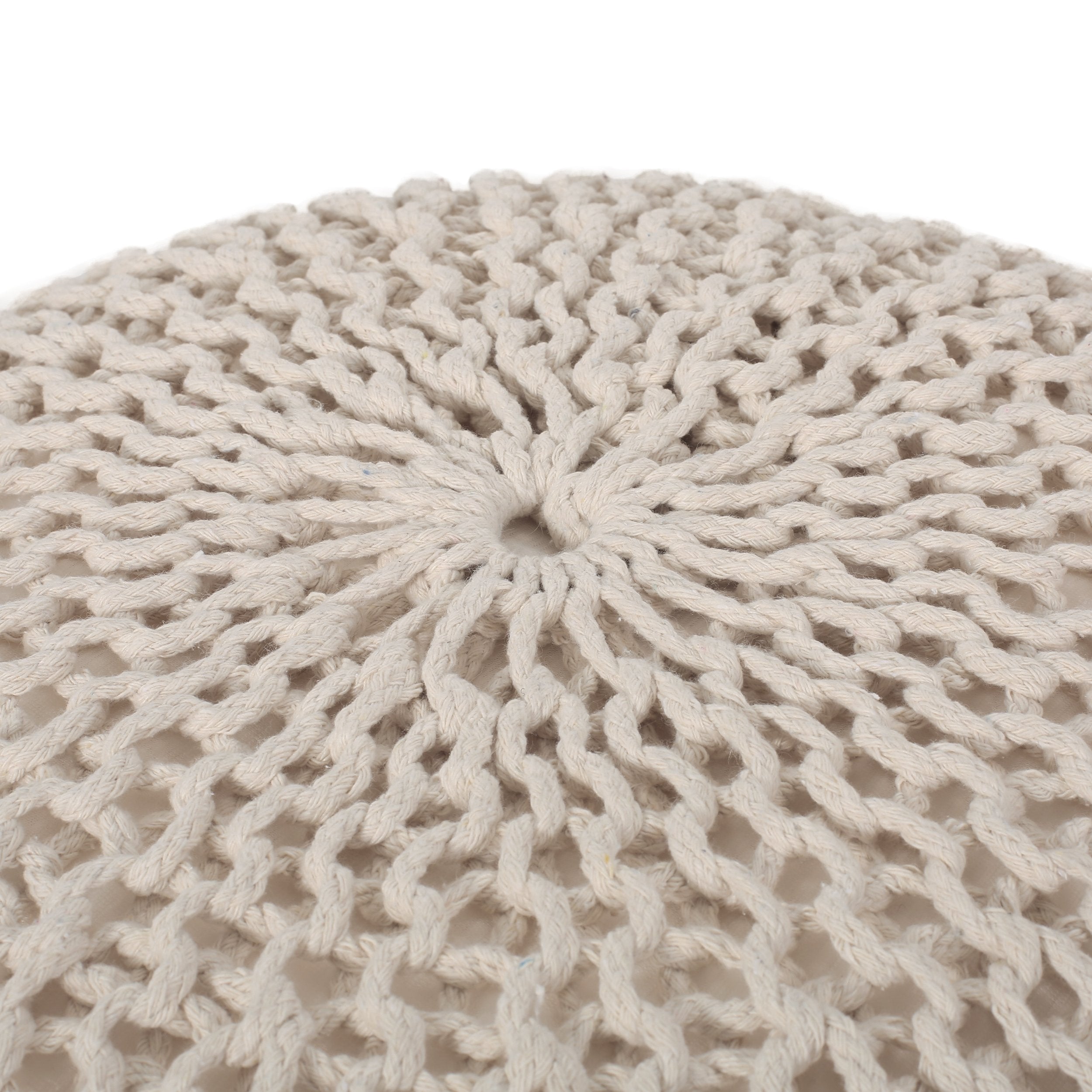 Belle Modern Knitted Cotton Round Pouf