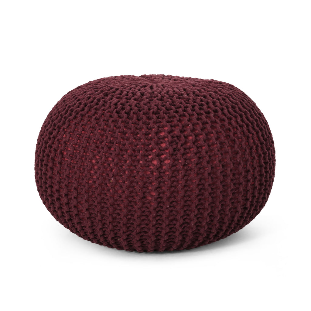 Belle Modern Knitted Cotton Round Pouf