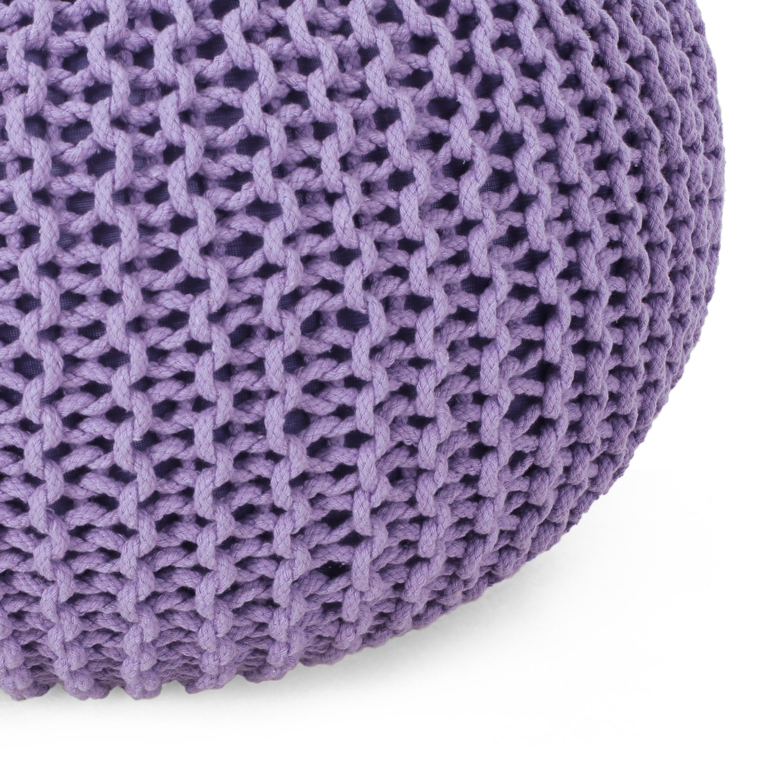 Belle Modern Knitted Cotton Round Pouf