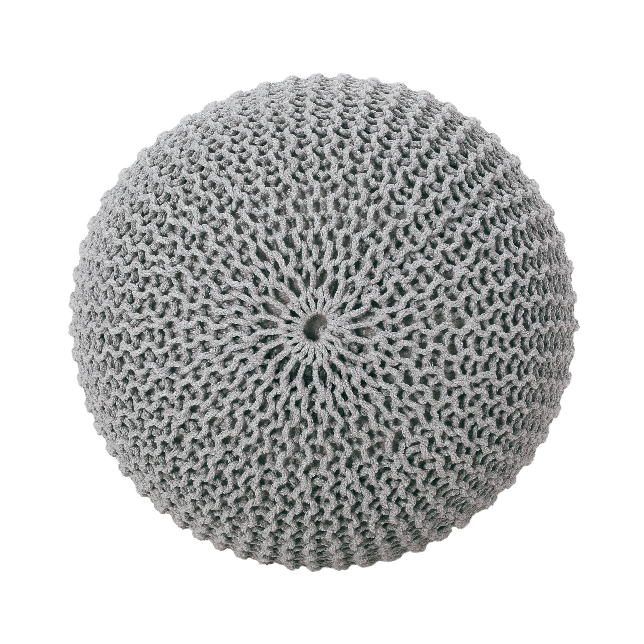 Belle Modern Knitted Cotton Round Pouf