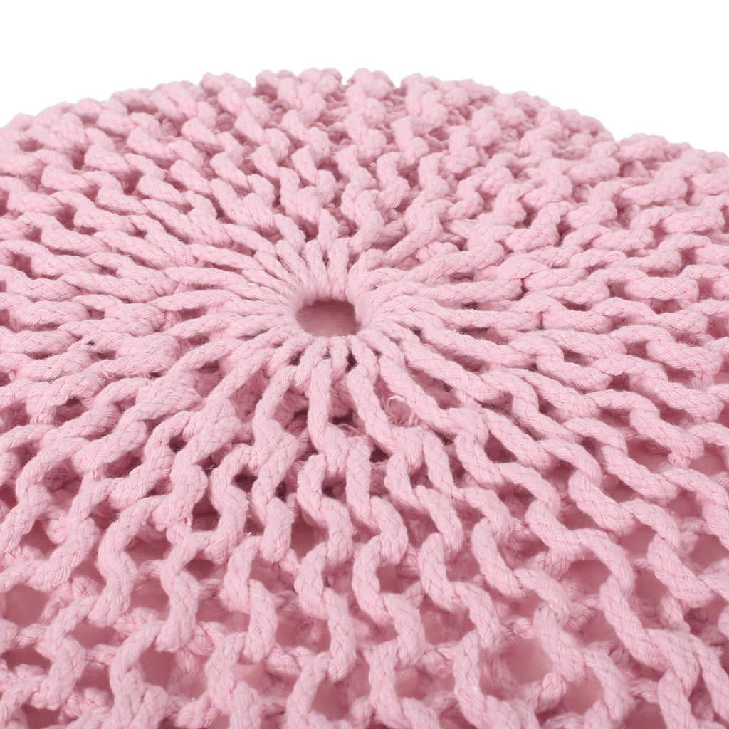 Belle Modern Knitted Cotton Round Pouf