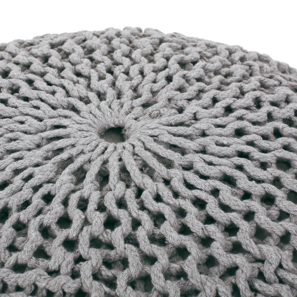 Beryl Modern Knitted Cotton Round Pouf