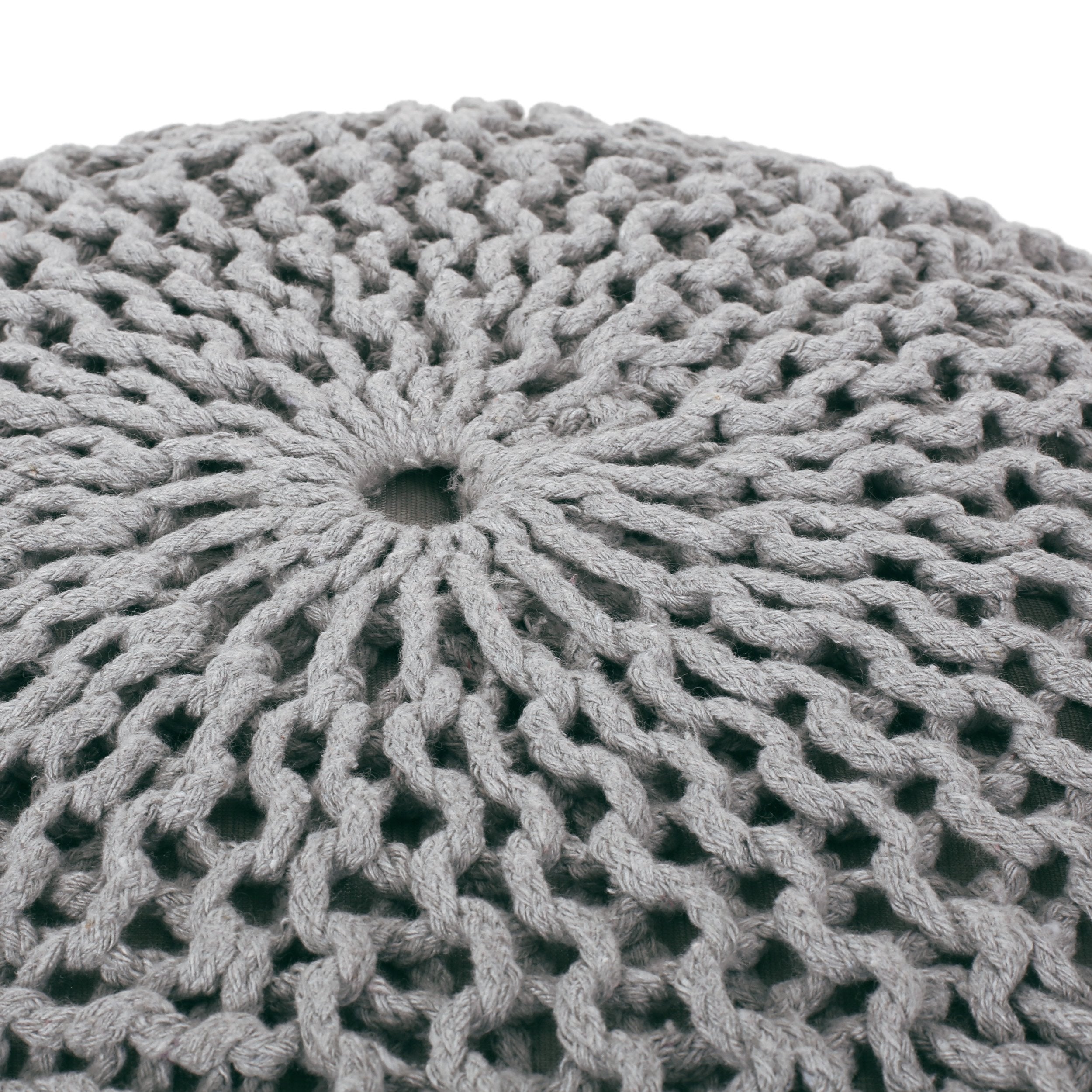 Beryl Modern Knitted Cotton Round Pouf